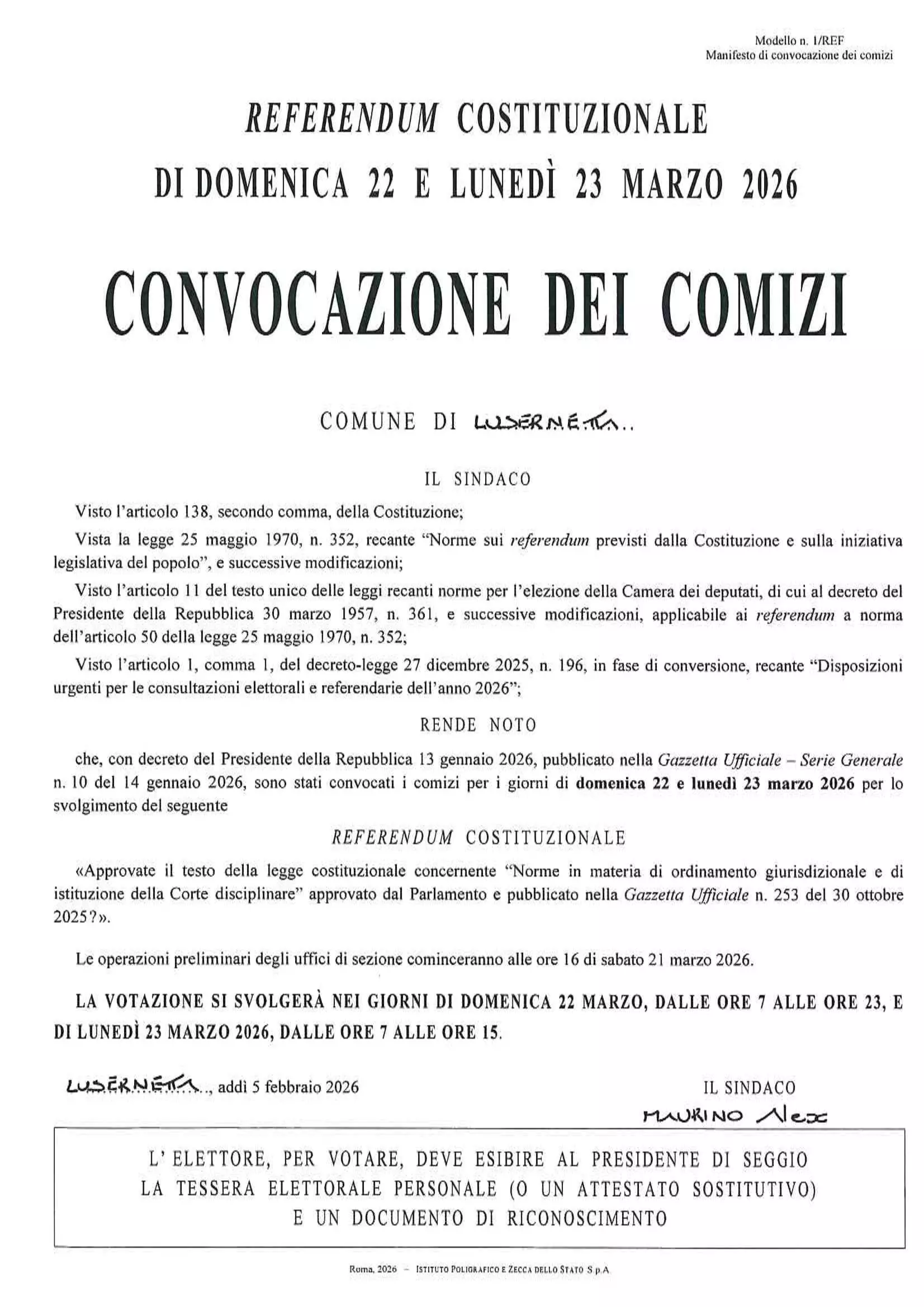 COVOCAZIONE DEI COMIZI